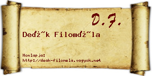 Deák Filoméla névjegykártya